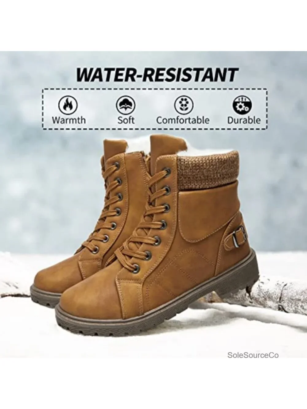 Women's Winter Snow Boots Fur Lined Ankle Boots Water Resistant Slip Resistant